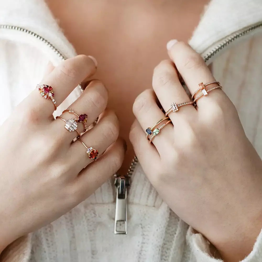 1.05 CT Multicolor Safir, Yakut ve Pırlanta Taşlı Yüzük