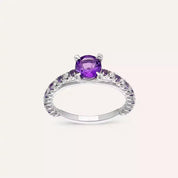 1.07 CT Ametist ve Pırlanta Taşlı Beyaz Altın Yüzük