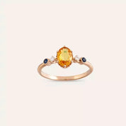 1.07 CT Multicolor Safir ve Pırlanta Taşlı Rose Altın Yüzük