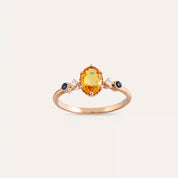 1.07 CT Multicolor Safir ve Pırlanta Taşlı Rose Altın Yüzük