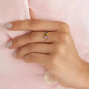 1.09 CT Multicolor Safir, Elmas ve Zümrüt Taşlı Yüzük