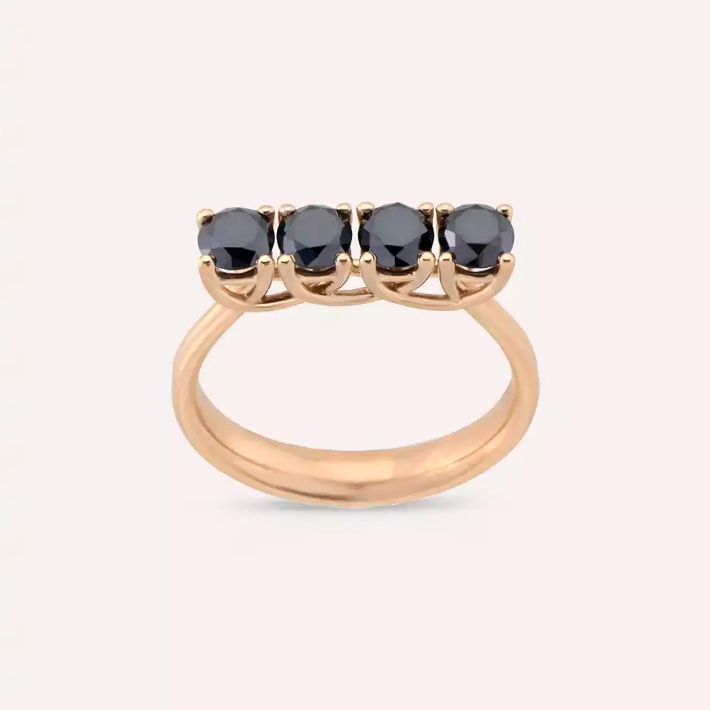 1.10 CT Siyah Pırlanta Taşlı Rose Altın Yüzük
