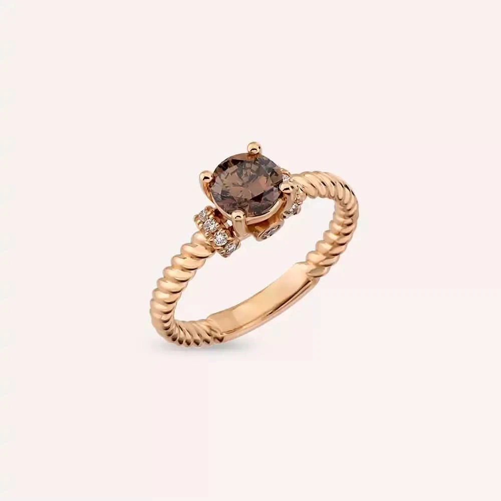 1.13 CT Brown Pırlanta Taşlı Rose Altın Yüzük