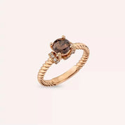 1.13 CT Brown Pırlanta Taşlı Rose Altın Yüzük