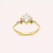 1.13 CT Prenses Kesim Pırlanta Taşlı Sarı Altın Yüzük