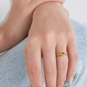 1.13 CT Yellow Safir ve Pırlanta Taşlı Rose Altın Yüzük