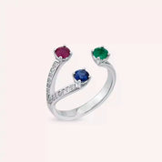 1.15 CT Pırlanta ve Değerli Taşlı Beyaz Altın Yüzük