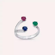 1.15 CT Pırlanta ve Değerli Taşlı Beyaz Altın Yüzük