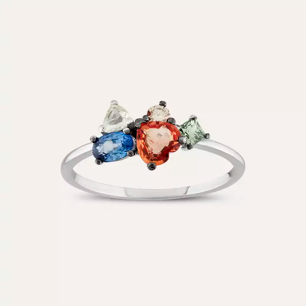 1.19 CT Multicolor Safir, Elmas ve Pırlanta Taşlı Yüzük