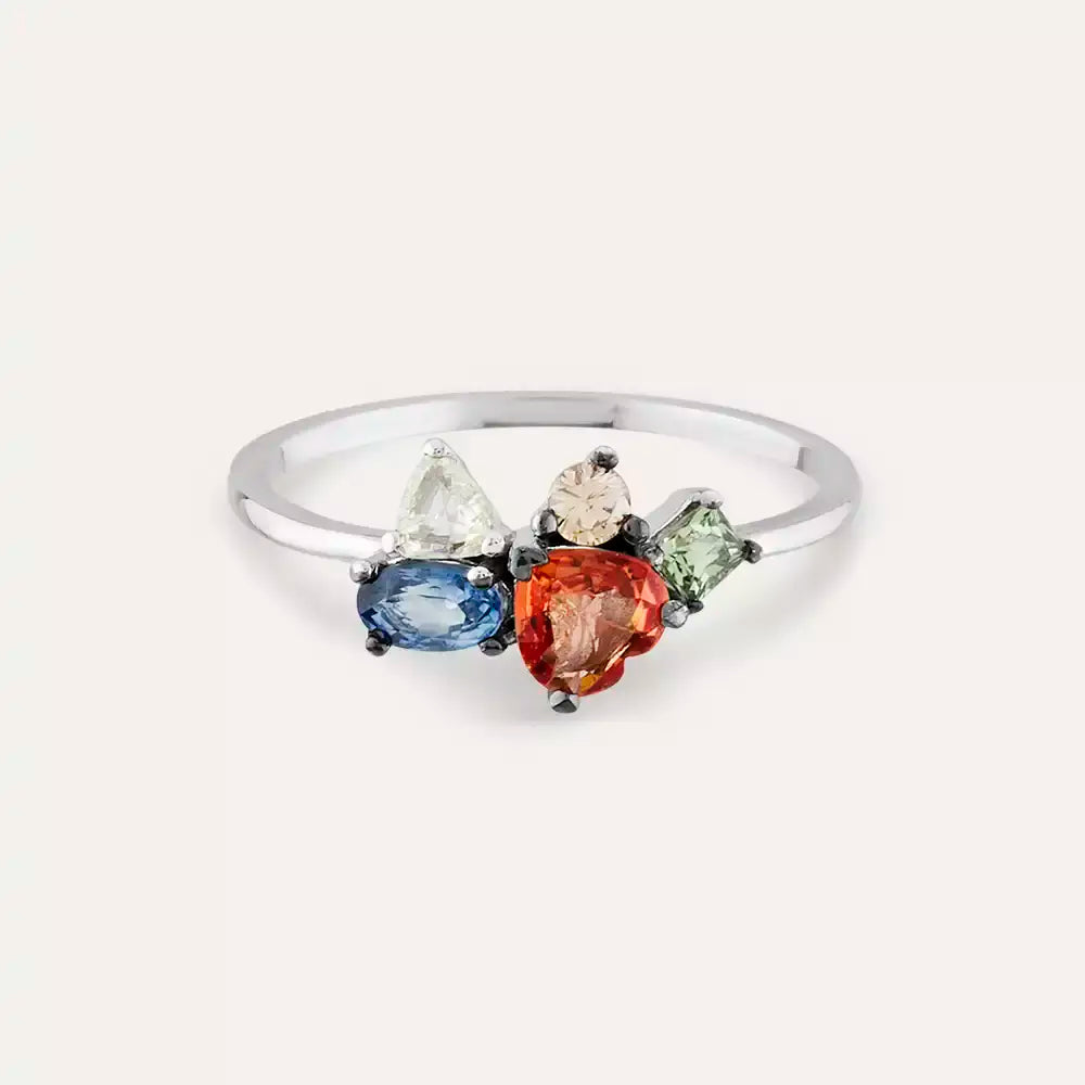 1.19 CT Multicolor Safir, Elmas ve Pırlanta Taşlı Yüzük