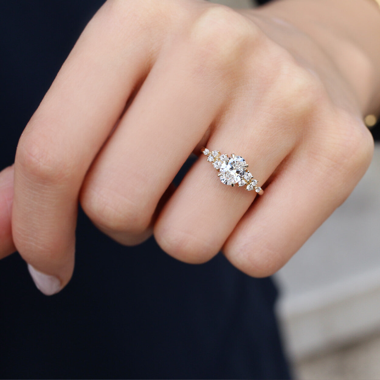 1.20 CT E SI2 GIA Sertifikalı Vintage Özel Tasarım Asimetri Pırlanta Yüzük