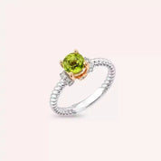1.22 CT Peridot ve Pırlanta Taşlı Beyaz Altın Yüzük