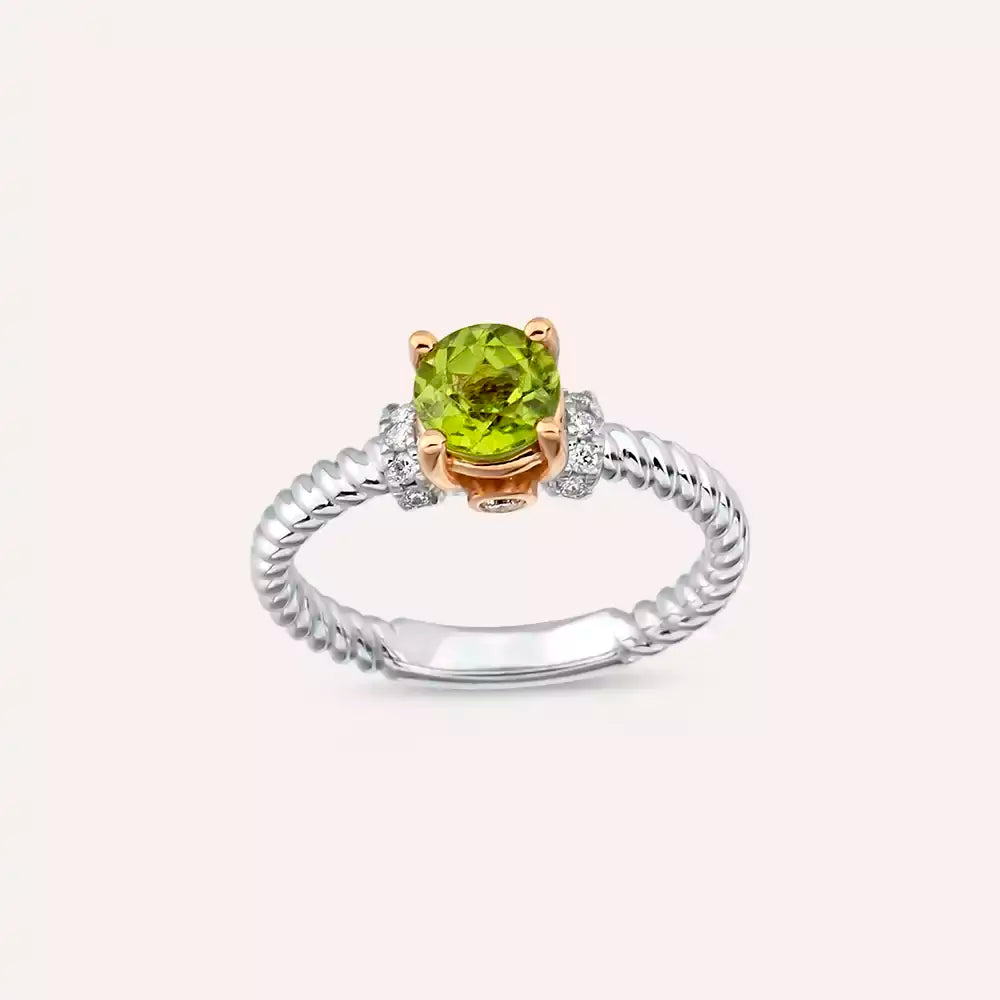 Twine 1.22 CT Peridot ve Pırlanta Taşlı Beyaz Altın Yüzük