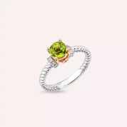 Twine 1.22 CT Peridot ve Pırlanta Taşlı Beyaz Altın Yüzük