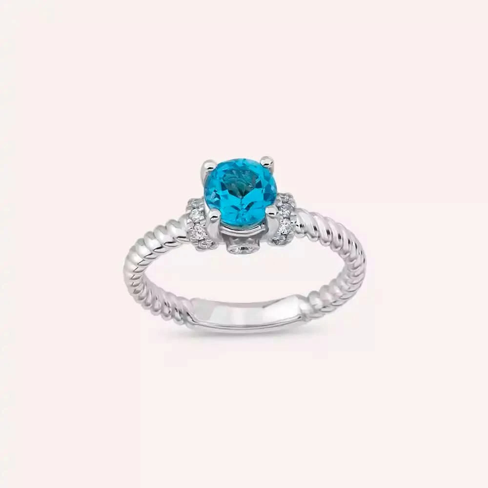 1.22 CT Topaz ve Pırlanta Taşlı Beyaz Altın Yüzük