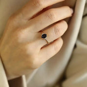 Navy 1.23 CT Blue Safir ve Pırlanta Taşlı Sarı Altın Yüzük