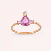 1.26 Pırlanta ve Pink Safir Taşlı Rose Altın Yüzük