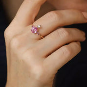 1.26 Pırlanta ve Pink Safir Taşlı Rose Altın Yüzük