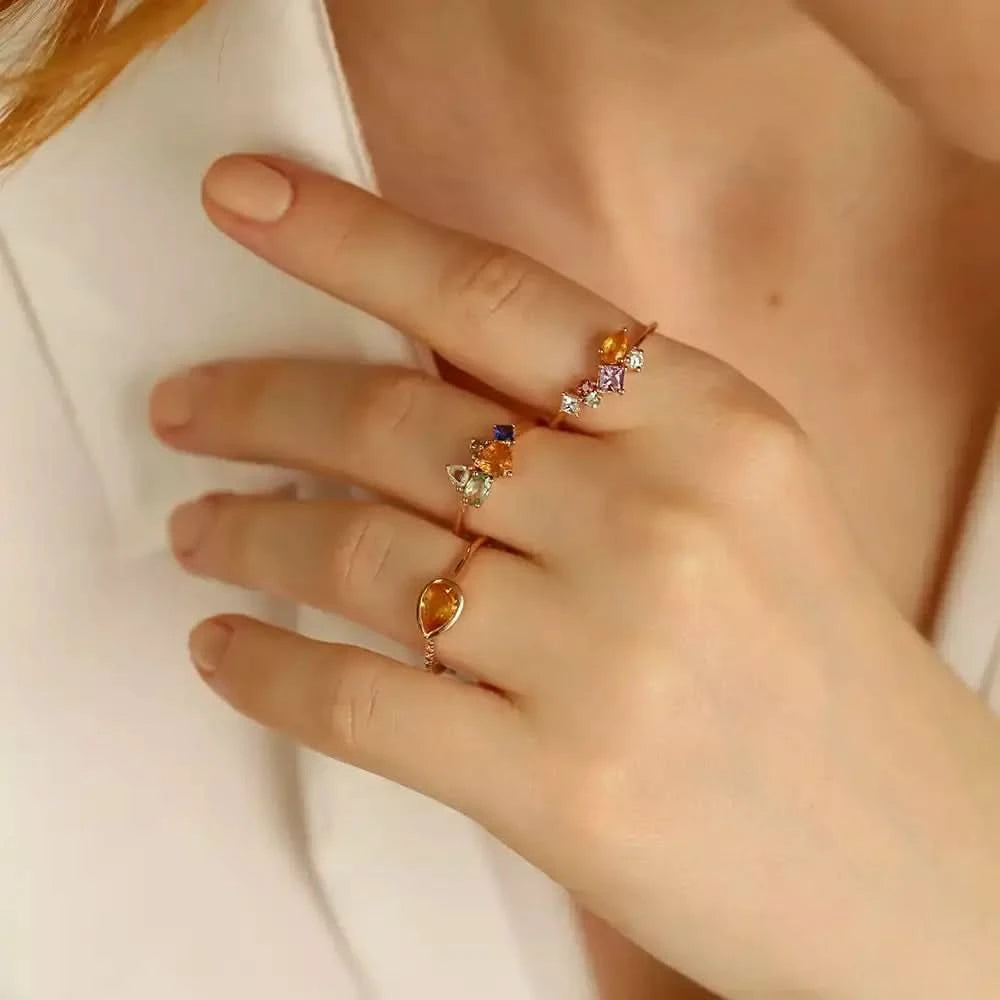 1.27 CT Multicolor Safir, Elmas ve Zümrüt Taşlı Rose Altın Yüzük