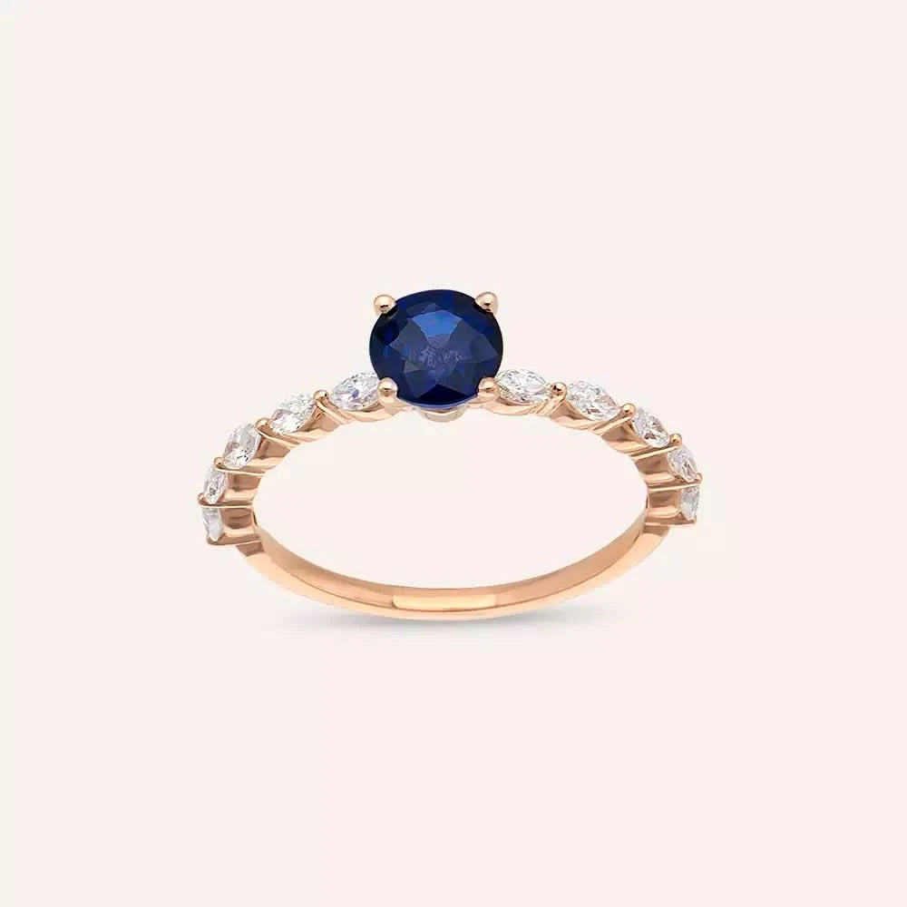 1.28 CT Safir ve Markiz Kesim Pırlanta Taşlı Yüzük