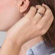 1,34 CT Multicolor Safir ve Pırlanta Taşlı Beyaz Altın Yüzük