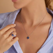 1.38 CT Safir Taşlı Beyaz Altın Yüzük