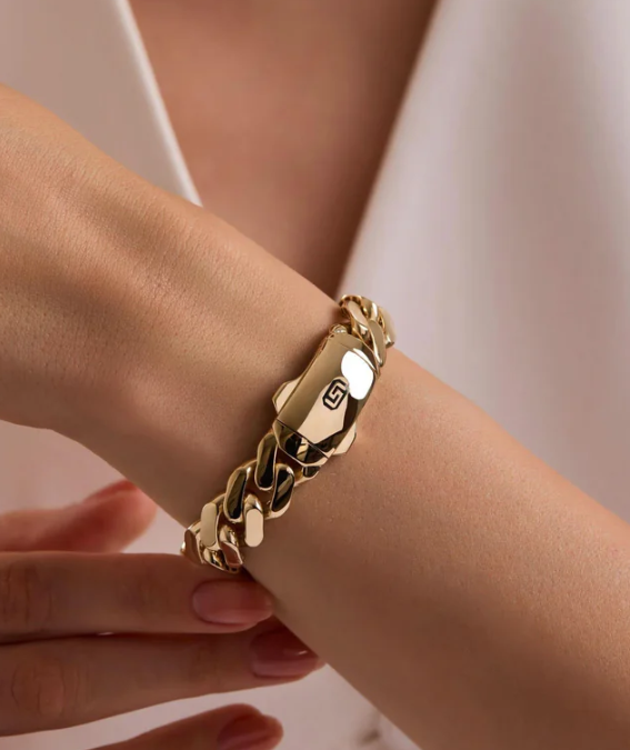 14 Ayar 13 Mm Gurmet Zincir Bileklik (Taşsız Kilit)