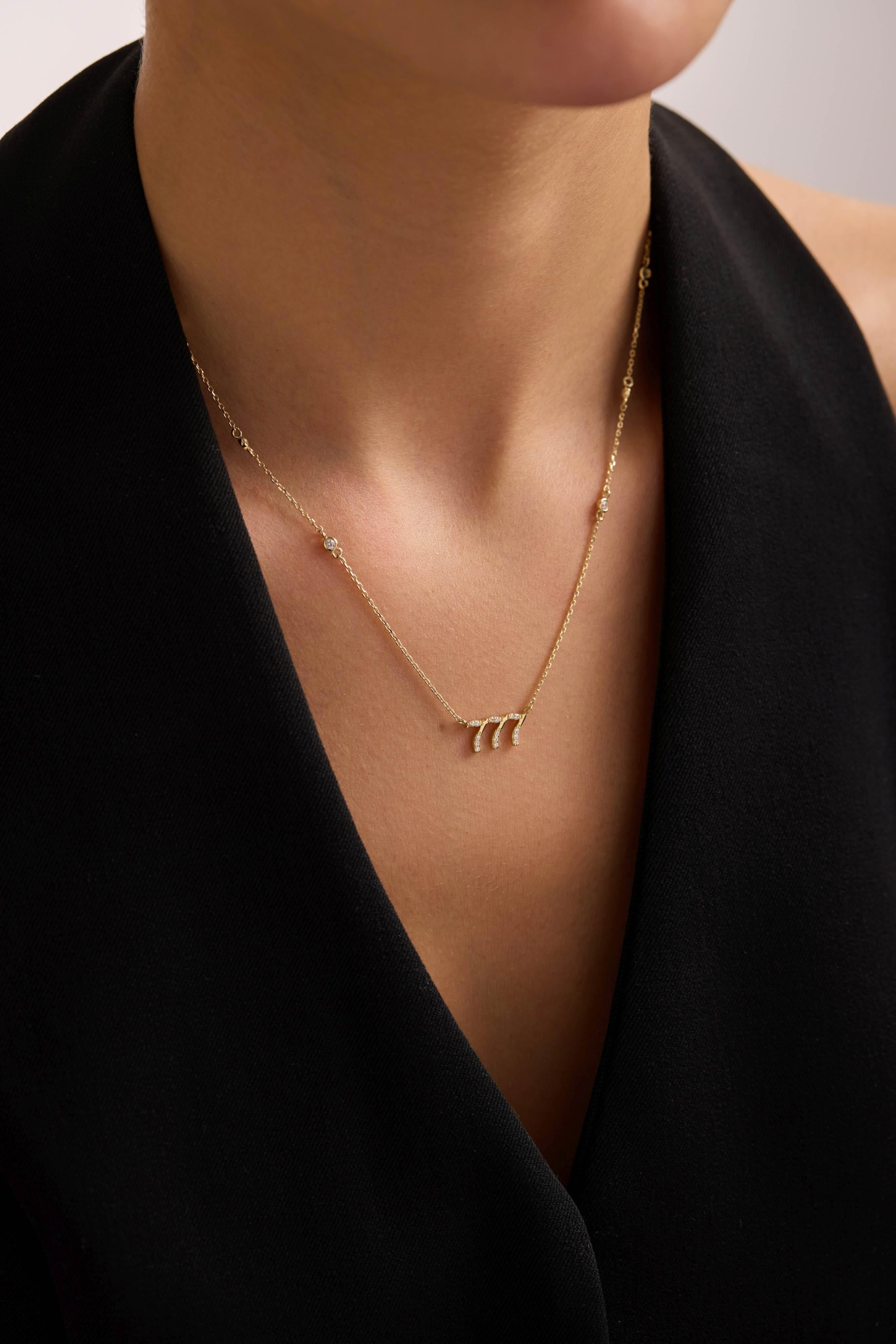 14 Ayar 777 Şans Altın Kolye