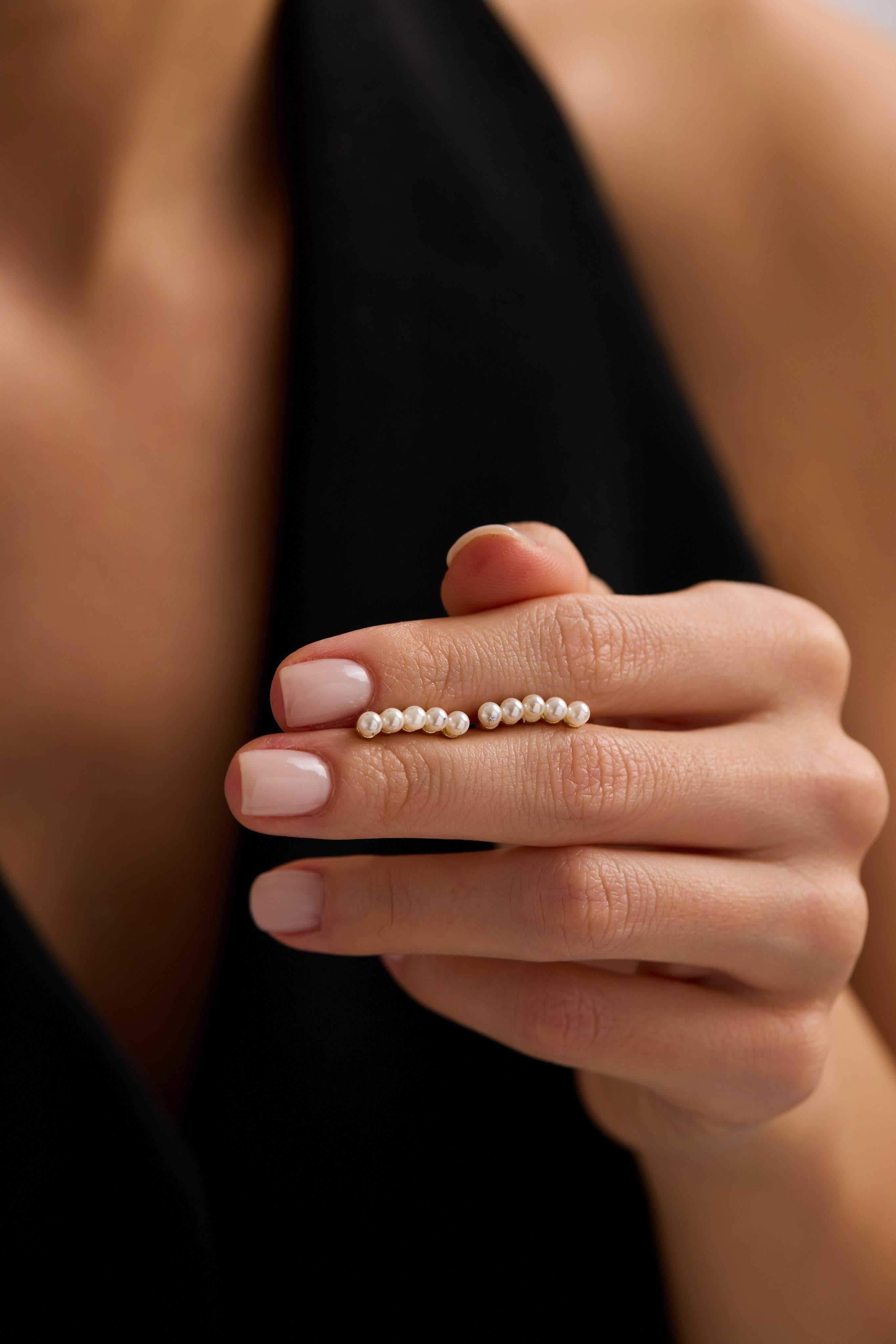 14 Ayar Altın 5 Sıra İncili Küpe