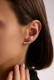 14 Ayar Altın 5 Sıra İncili Küpe