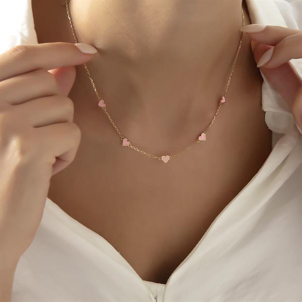 14 Ayar Altın 5'li Love Mineli Kolye