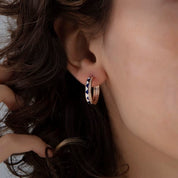 14 Ayar Altın Abierto Lacivert Mineli Taşlı Küpe