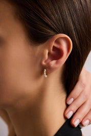 14 Ayar Altın Altılı İnci Küpe