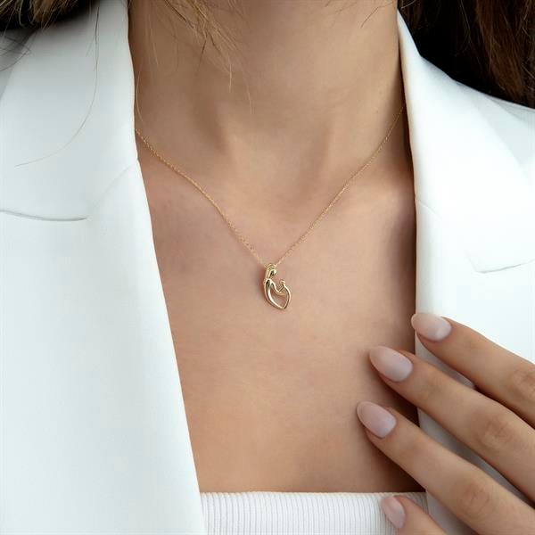 14 Ayar Altın Anne Çocuk Kolye