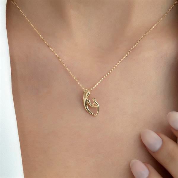 14 Ayar Altın Anne Çocuk Kolye