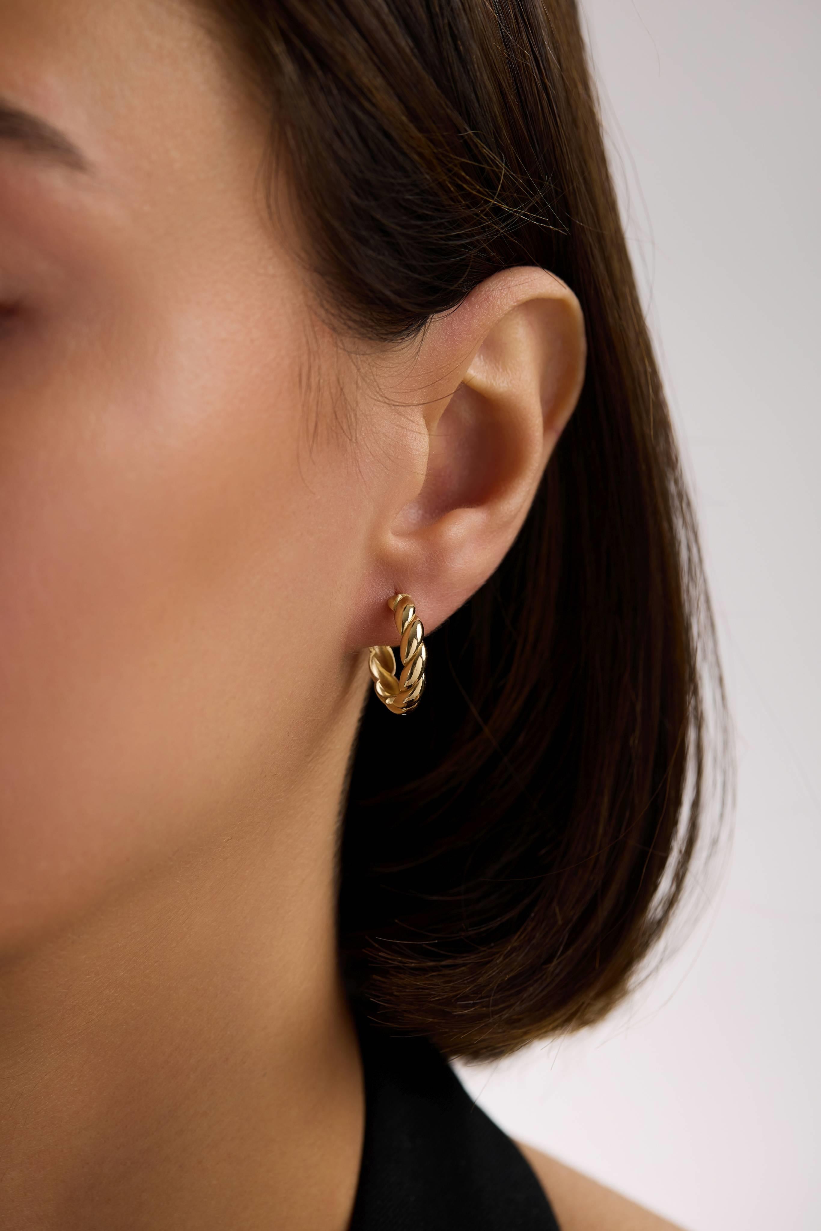 14 Ayar Altın Burgu Halka Küpe