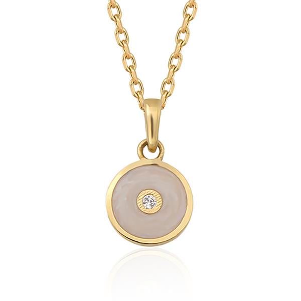 14 Ayar Altın ''Cerchio Della Vita '' Mineli Kolye