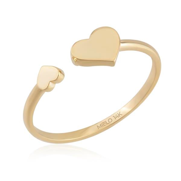 14 Ayar Altın Çift Kalpli Yüzük