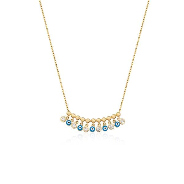 14 Ayar Altın Çoklu Göz Kolye