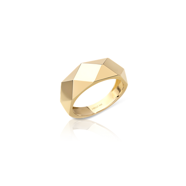 14 Ayar Altın Dikdörtgen Desenli Yüzük