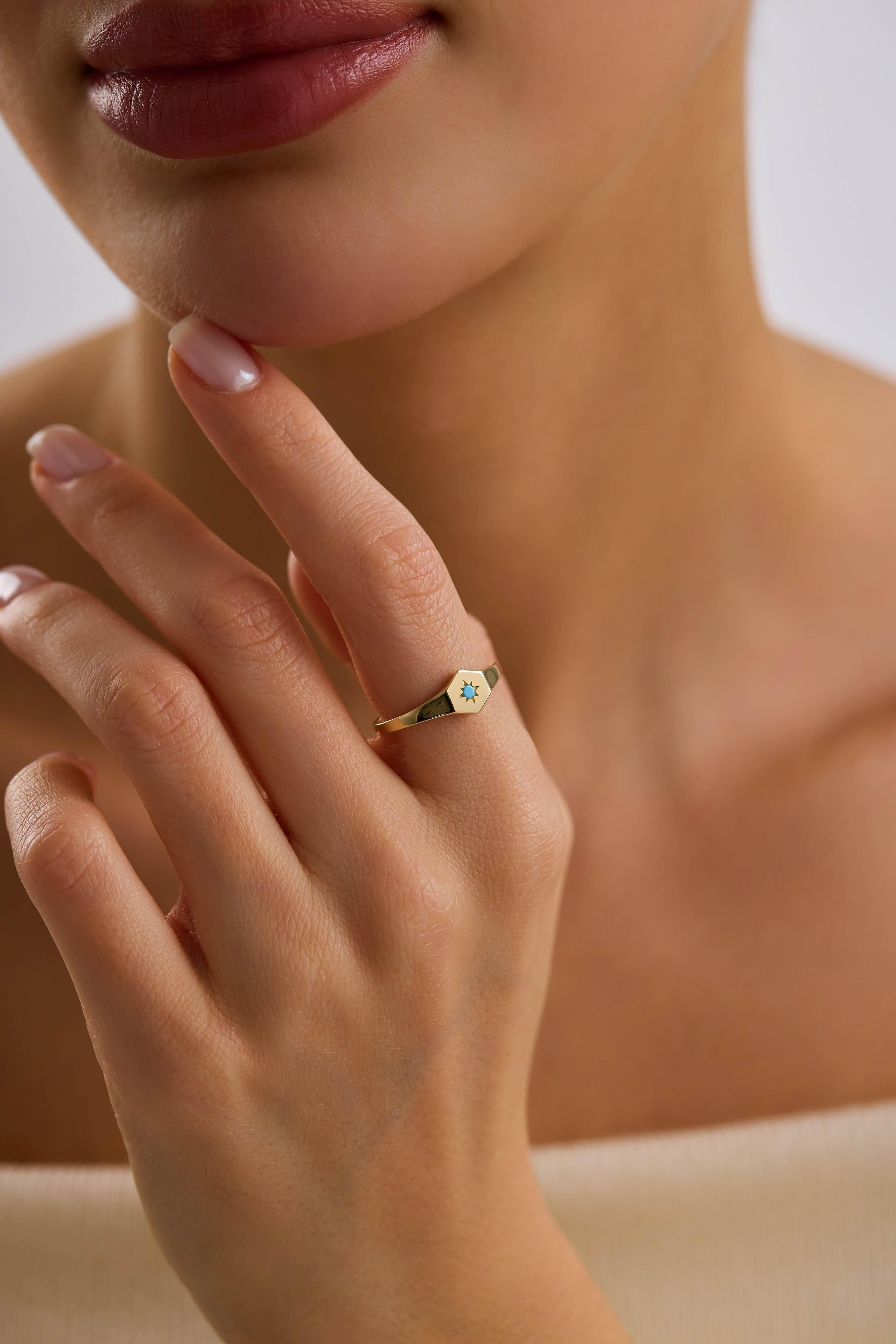 14 Ayar Altın Firuze Yüzük