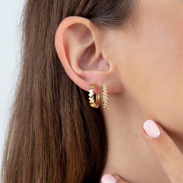 14 Ayar Altın Geometrik Küpe