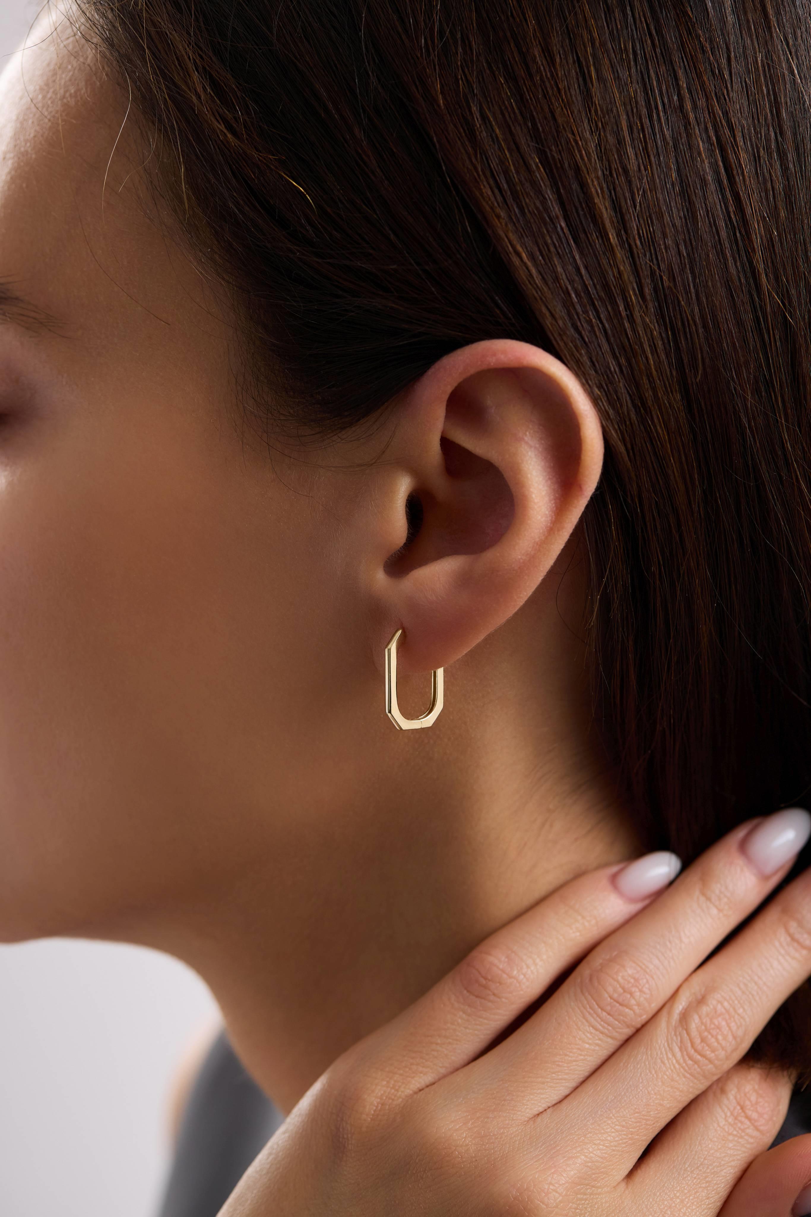 14 Ayar Altın Geometrik Küpe