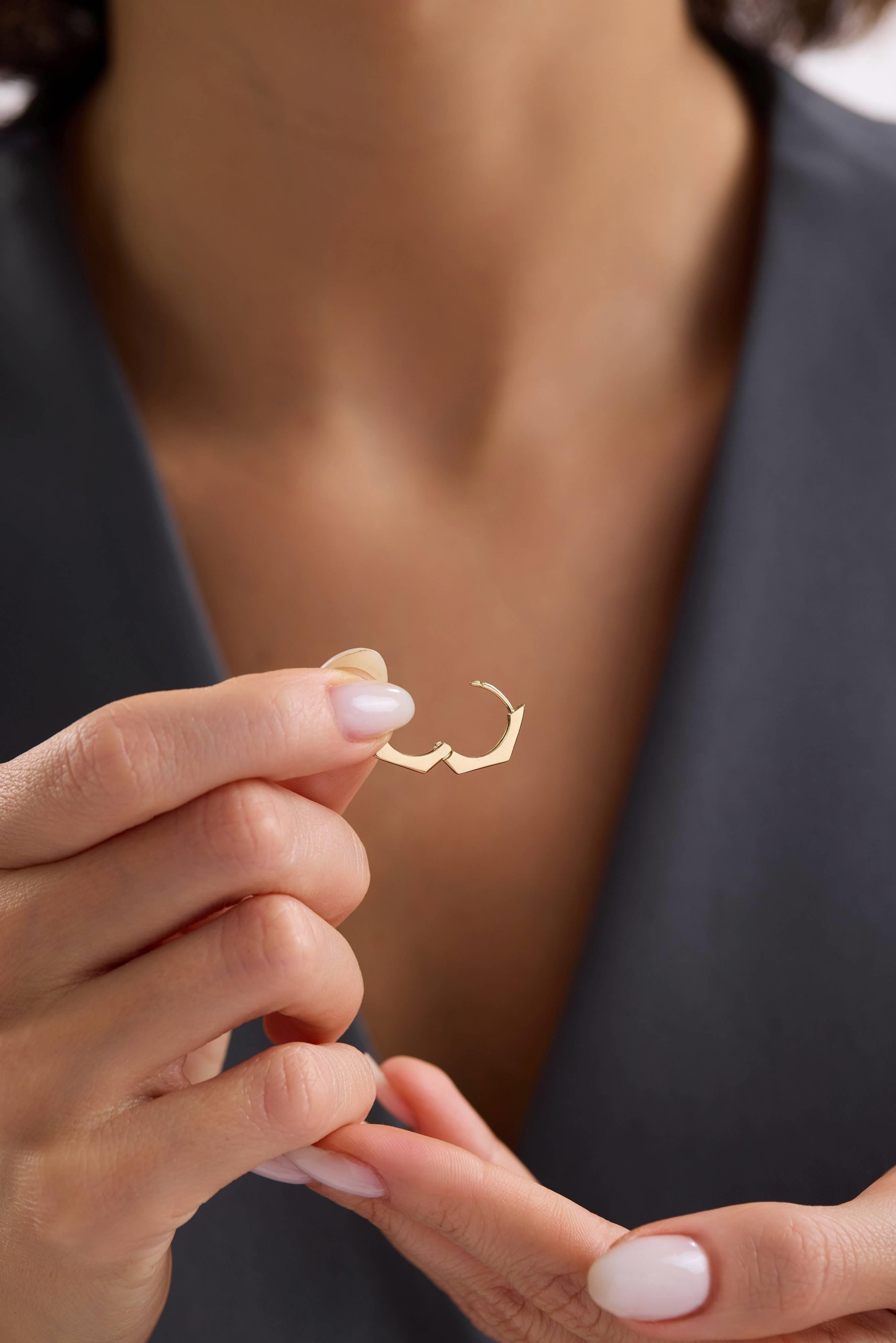 14 Ayar Altın Geometrik Küpe