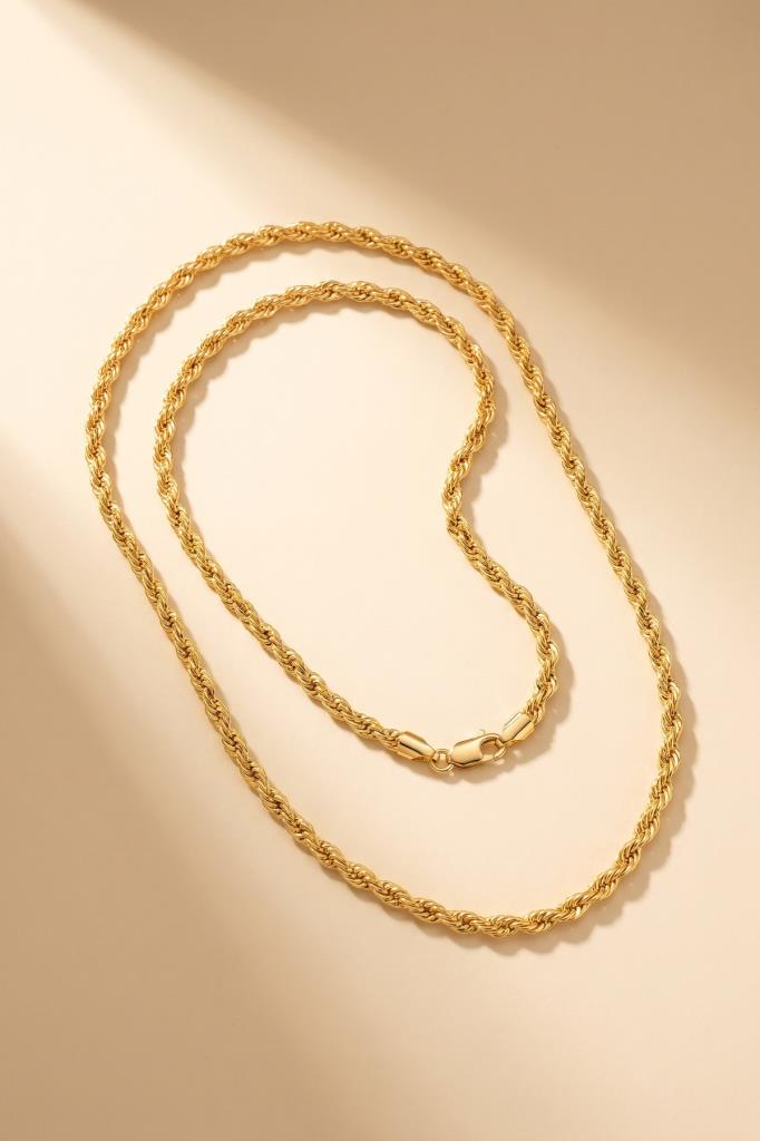 14 Ayar Altın Halat Burgu Kolye Zincir 3.15mm