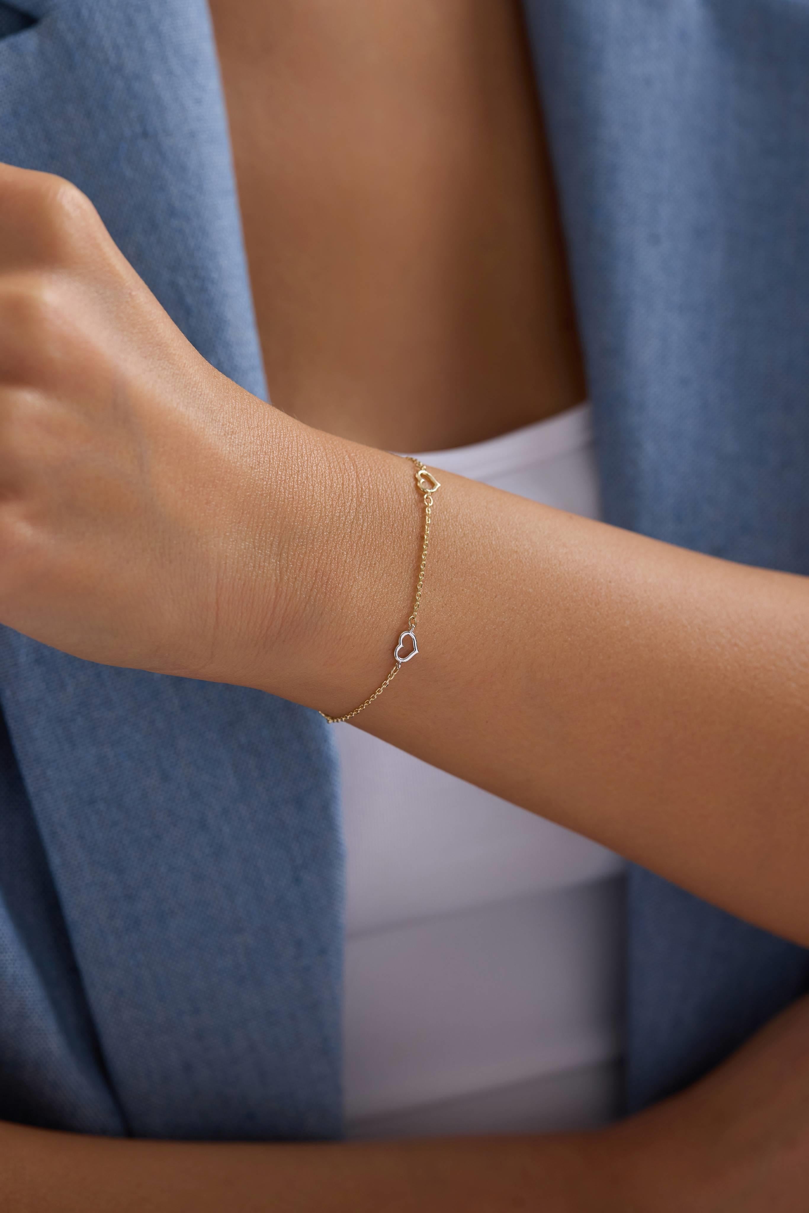 14 Ayar Altın Kalp Bileklik