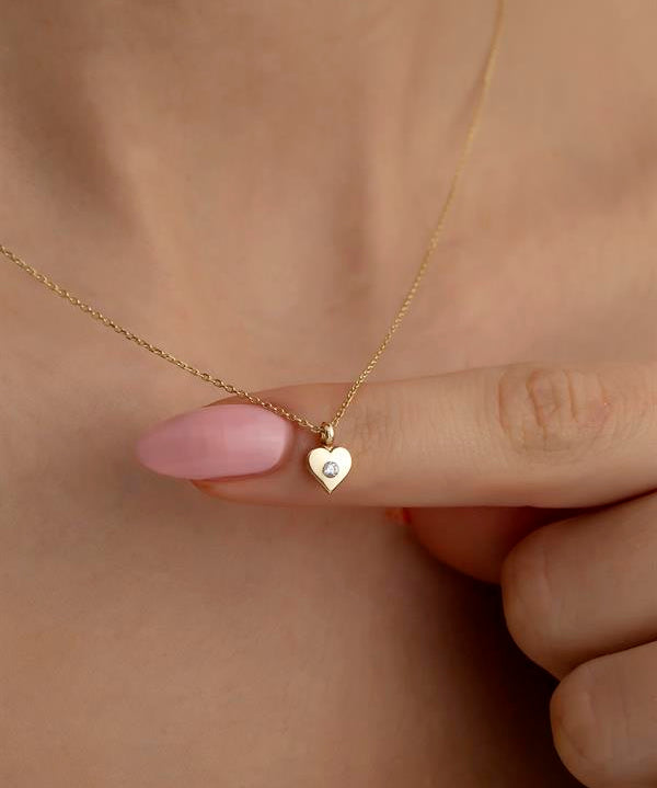 14 Ayar Altın Kalp Çıtır Kolye