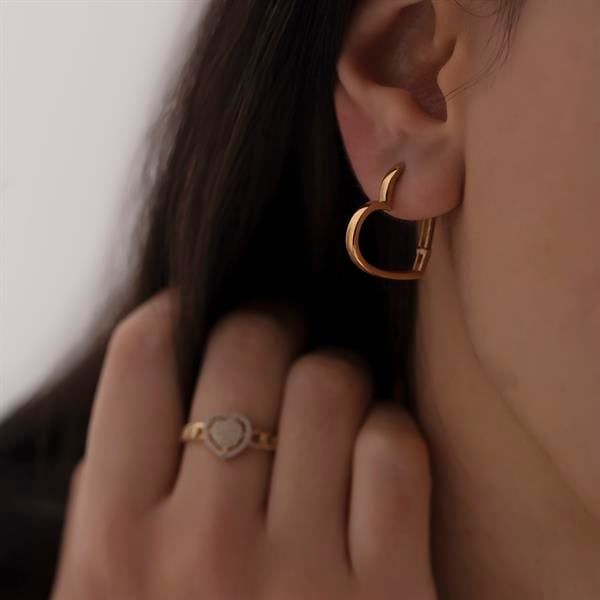 14 Ayar Altın Kalp Küpe