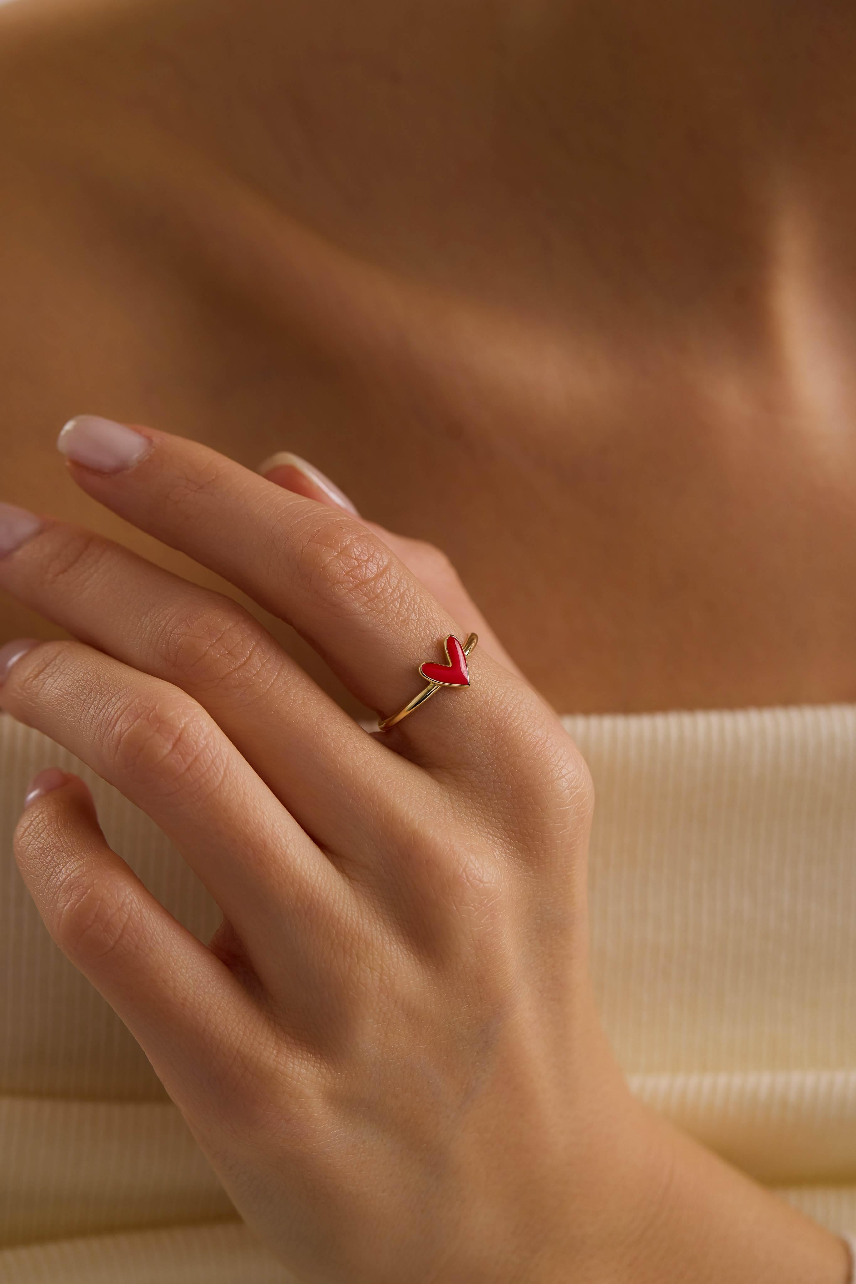 14 Ayar Altın Kalpli Yüzük