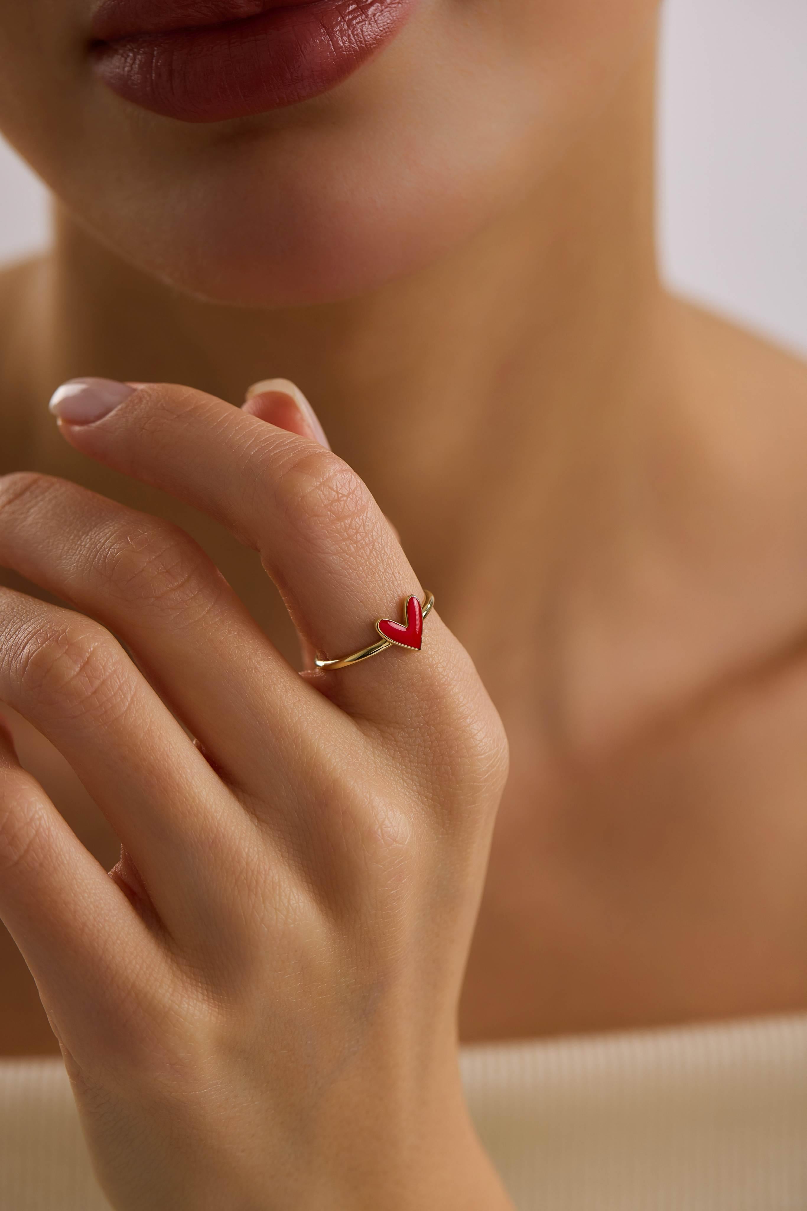 14 Ayar Altın Kalpli Yüzük